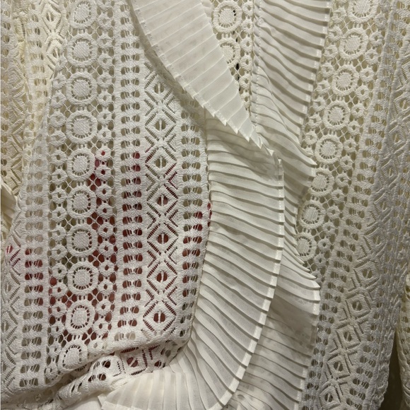 Express Cream Ruffled Ribbed Sweatshirt - Picture 2 of 5